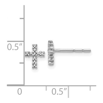 14K White Gold 1/20 ct tw 0.8mm Round Diamond Small Cross Stud Earrings – view 5