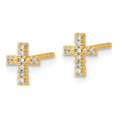 14K Yellow Gold 1/20 ct tw 0.8mm Round Diamond Cross Stud Earrings – view 2