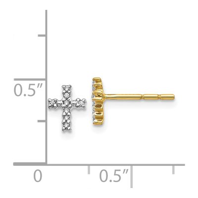 14K Yellow Gold 1/20 ct tw 0.8mm Round Diamond Cross Stud Earrings – view 4