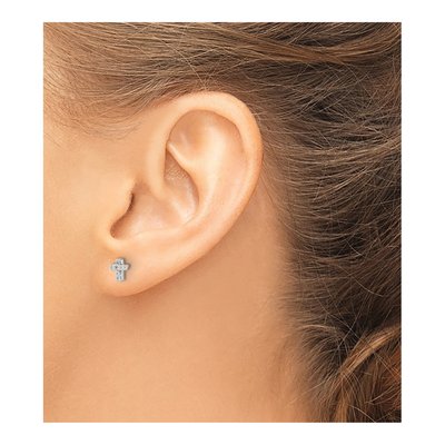 14K White Gold 1/6 ct tw 1.4mm Round Diamond Mini Cross Stud Earrings – view 4