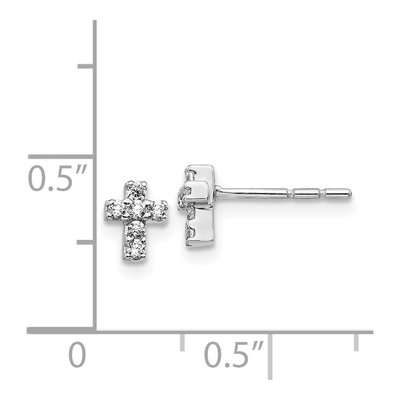 14K White Gold 1/6 ct tw 1.4mm Round Diamond Mini Cross Stud Earrings – view 5