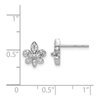 14K White Gold 1/6 ct tw 1mm Round Diamond Fleur de Lis Stud Earrings – view 4
