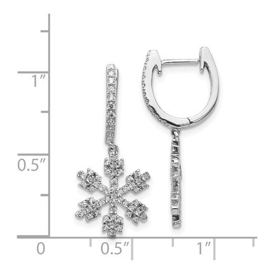 14K White Gold 1/2 ct tw 26mm Diamond Snowflake Huggie Hoop Earrings – view 4