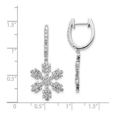 14K White Gold 1 ct tw 33mm Diamond Snowflake Huggie Hoop Earrings – view 4