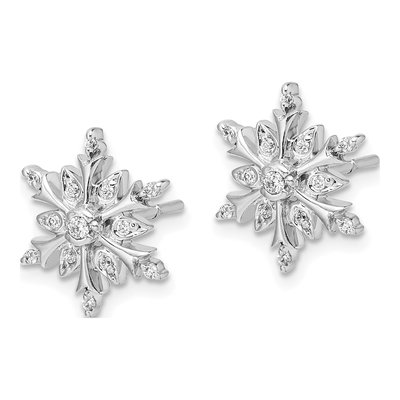 14K White Gold 1/6 ct tw 1.4mm Round Diamond Snowflake Stud Earrings – view 2