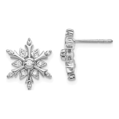 14K White Gold 1/6 ct tw 1.4mm Round Diamond Snowflake Stud Earrings