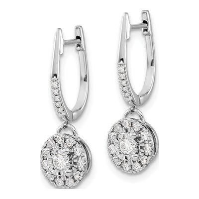 14K White Gold 1/3 ct tw 23mm Diamond Cluster Huggie Hoop Earrings – view 2