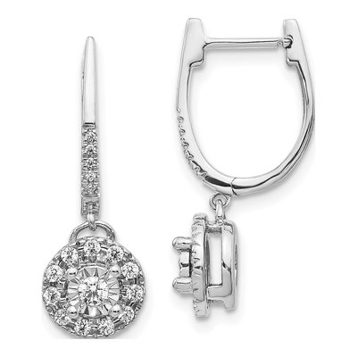 14K White Gold 1/3 ct tw 23mm Diamond Cluster Huggie Hoop Earrings