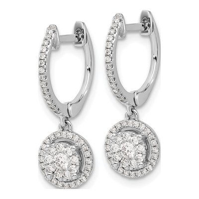 14K White Gold 1/2 ct tw 24mm Diamond Cluster Huggie Hoop Earrings – view 2