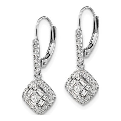14K White Gold 1/2 ct tw Diamond Cluster Leverback Earrings – view 2
