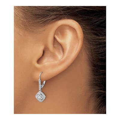 14K White Gold 1/2 ct tw Diamond Cluster Leverback Earrings – view 3