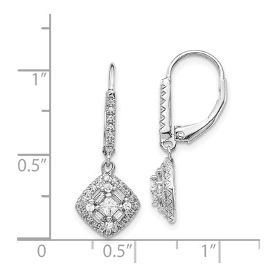 14K White Gold 1/2 ct tw Diamond Cluster Leverback Earrings – view 4