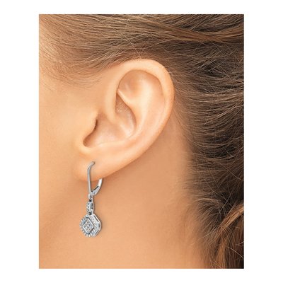 14K White Gold 1/2 ct tw Diamond Cluster Leverback Earrings – view 3