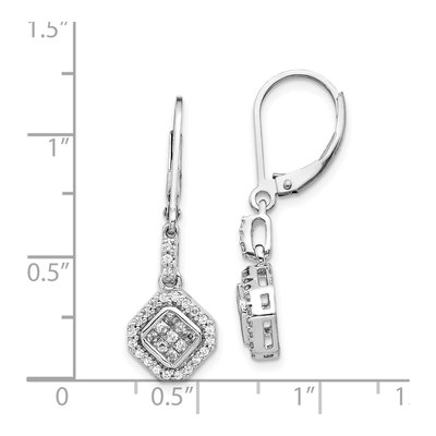14K White Gold 1/2 ct tw Diamond Cluster Leverback Earrings – view 4