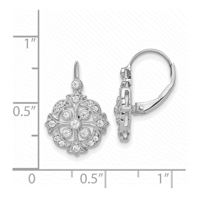 14K White Gold 1/3 ct tw Diamond Vintage Leverback Earrings – view 3