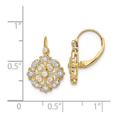 14K Yellow Gold 1/3 ct tw Diamond Vintage-Style Leverback Earrings – view 5
