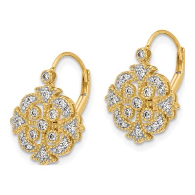 14K Yellow Gold 1/3 ct tw Lab-Grown Diamond Leverback Earrings – view 3