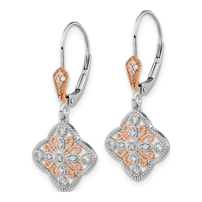 14K White Gold 1/8 ct tw Diamond Leverback Earrings – view 2