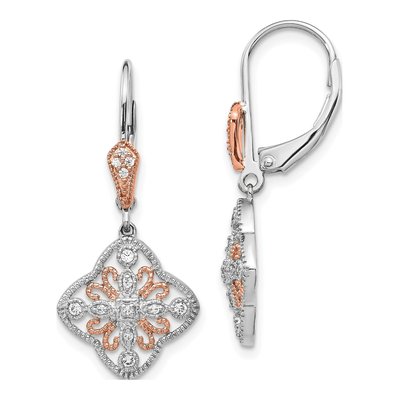14K White Gold 1/8 ct tw Diamond Leverback Earrings