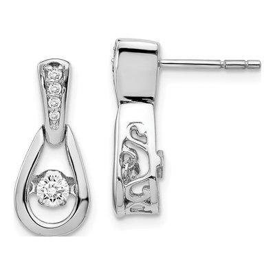14K White Gold 1/4 ct tw Diamond Dangle Earrings