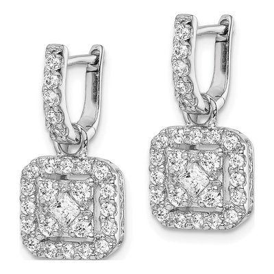 14K White Gold 7/8 ct tw Diamond Cluster Dangle Earrings – view 3
