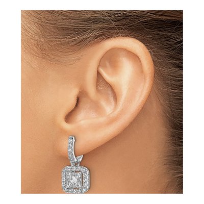 14K White Gold 7/8 ct tw Diamond Cluster Dangle Earrings – view 4