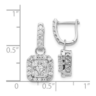 14K White Gold 7/8 ct tw Diamond Cluster Dangle Earrings – view 5