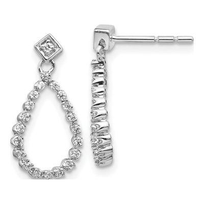 14K White Gold 1/4 ct tw Diamond Teardrop Dangle Earrings