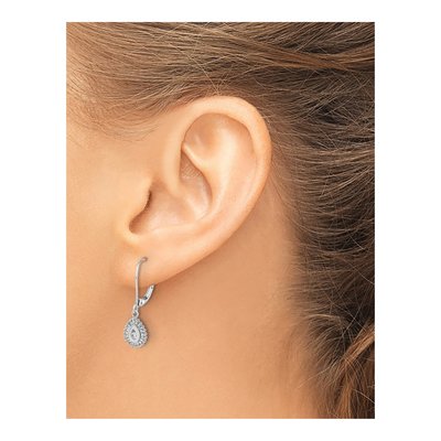 10K White Gold 1/4 ct tw Baguette Diamond Teardrop Leverback Earrings – view 3