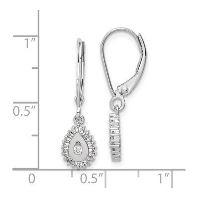 10K White Gold 1/4 ct tw Baguette Diamond Teardrop Leverback Earrings – view 4