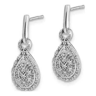 14K White Gold 1/6 ct tw Diamond Teardrop Dangle Earrings – view 2