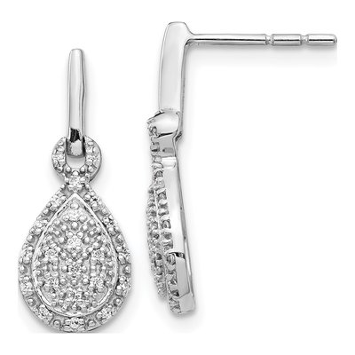 14K White Gold 1/6 ct tw Diamond Teardrop Dangle Earrings