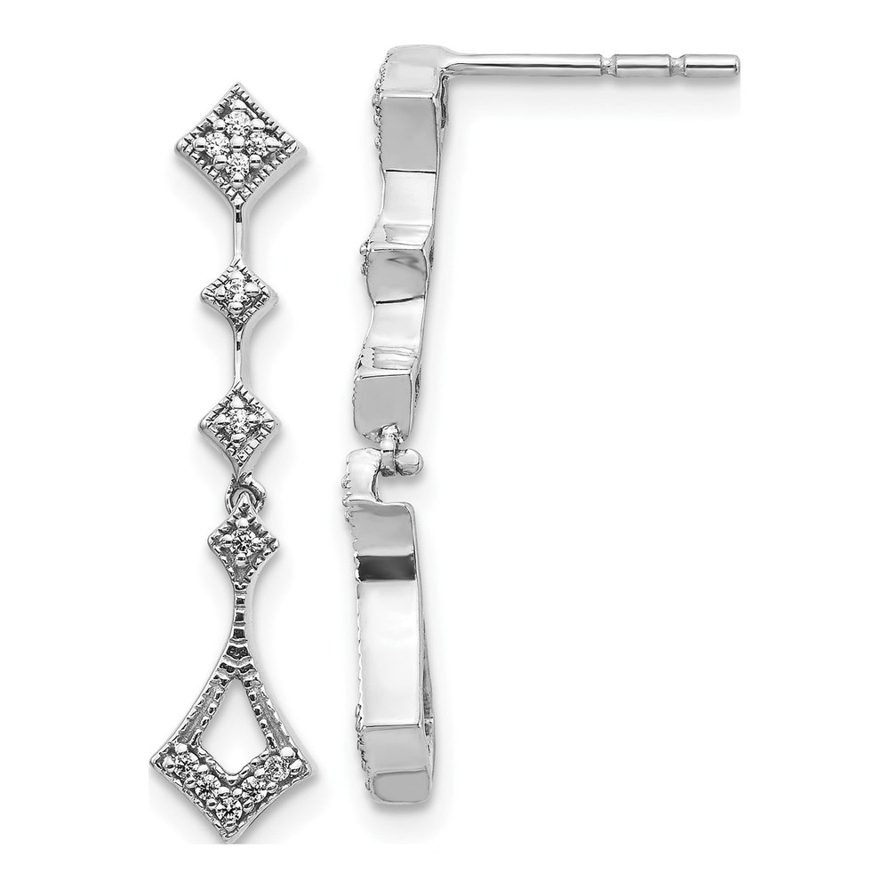 14K White Gold 1/10 ct tw Diamond Vintage Dangle Earrings