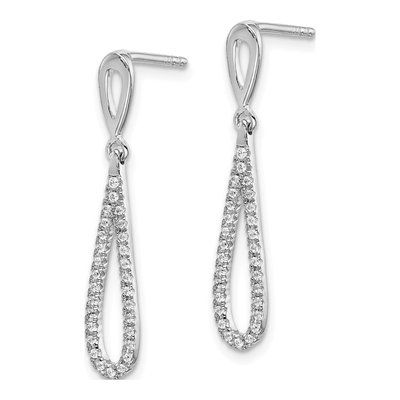 14K White Gold 1/5 ct tw Diamond Teardrop Dangle Earrings – view 3