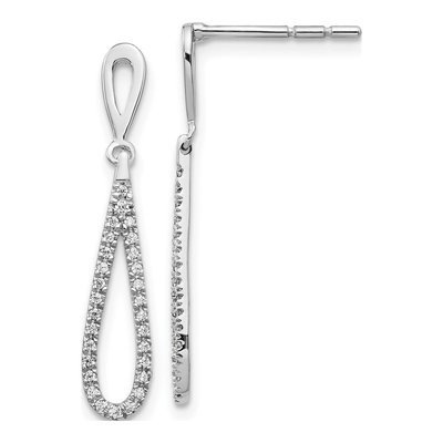 14K White Gold 1/5 ct tw Diamond Teardrop Dangle Earrings