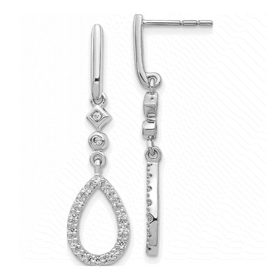 14K White Gold 1/4 ct tw Diamond Teardrop Dangle Earrings
