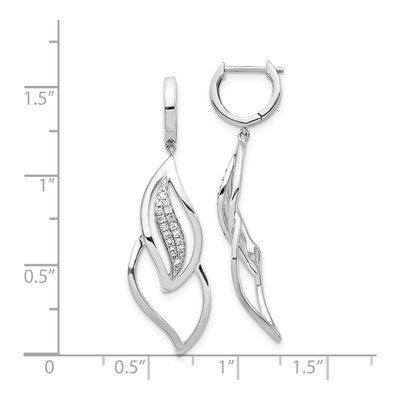 14K White Gold 1/4 ct tw 40mm Diamond Leaf Huggie Hoop Earrings – view 4