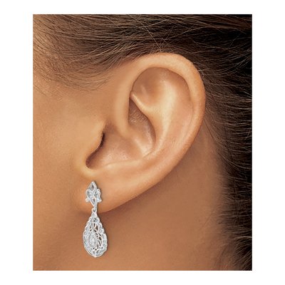 14K White Gold 1/20 ct tw Diamond Teardrop Dangle Earrings – view 3