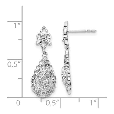 14K White Gold 1/20 ct tw Diamond Teardrop Dangle Earrings – view 4