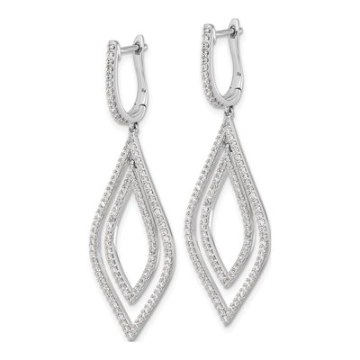 14K White Gold 1.1 ct tw 46mm Diamond Teardrop Huggie Hoop Earrings – view 3
