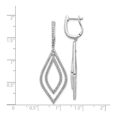 14K White Gold 1.1 ct tw 46mm Diamond Teardrop Huggie Hoop Earrings – view 5