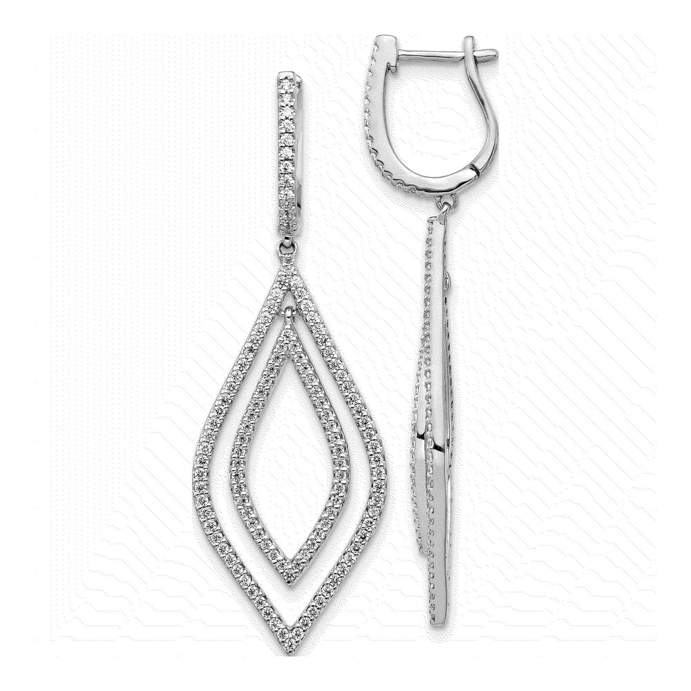 14K White Gold 1.106 ctw Diamond Teardrop Dangle Earrings
