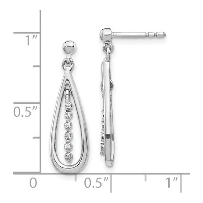 10K White Gold 1/20 ct tw Diamond Teardrop Dangle Earrings – view 2