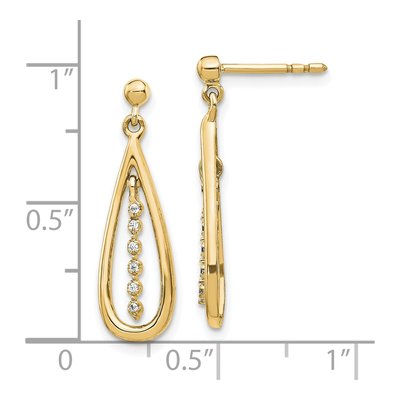 10K Yellow Gold 1/20 ct tw Diamond Teardrop Dangle Earrings – view 2