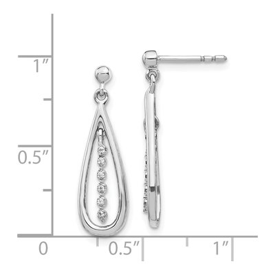 14K White Gold 1/20 ct tw Diamond Teardrop Dangle Earrings – view 2