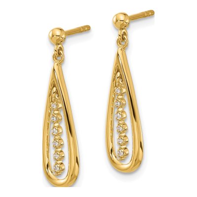 14K Yellow Gold 1/20 ct tw Diamond Teardrop Dangle Earrings – view 2