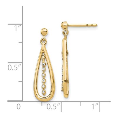 14K Yellow Gold 1/20 ct tw Diamond Teardrop Dangle Earrings – view 4