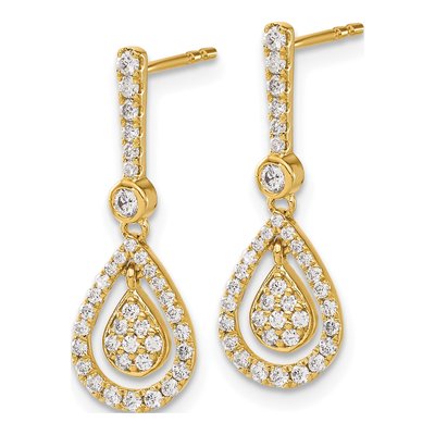 14K Yellow Gold 1/2 ct tw Diamond Teardrop Dangle Earrings – view 2
