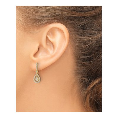 14K Yellow Gold 1/2 ct tw Diamond Teardrop Dangle Earrings – view 3
