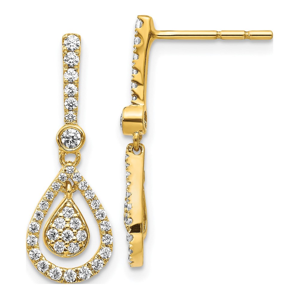 14K Yellow Gold 1/2 ct tw Diamond Teardrop Dangle Earrings